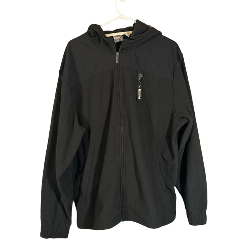 Puma Black Full Zip Hooded Athletic Lightweight Casual Jacket Men Sz L